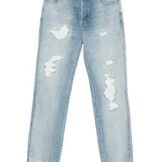 Прямые джинсы с эффектом потертости