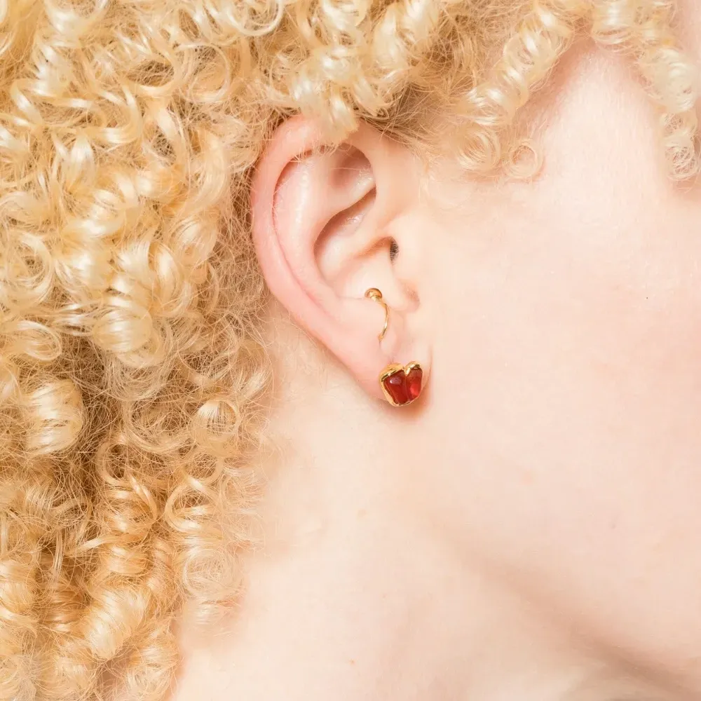 Серьги-гвоздики Carnelian Heart