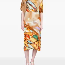 Платье миди с графичным принтом
