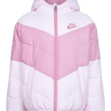 Пуховик с капюшоном и вставками