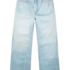 Прямые джинсы с эффектом потертости