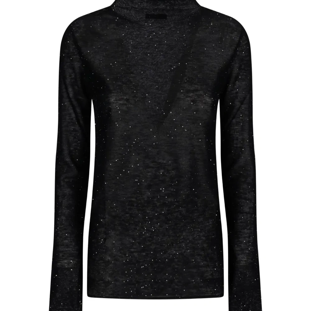 декорированный топ с высоким воротником