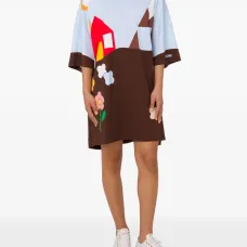 платье мини с графичным принтом