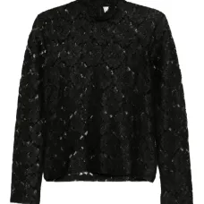 кружевная футболка с высоким воротником