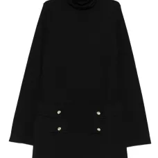 Платье с высоким воротом в рубчик