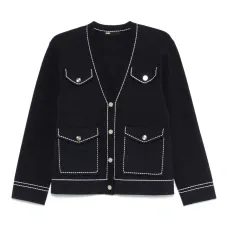 кардиган с контрастной строчкой