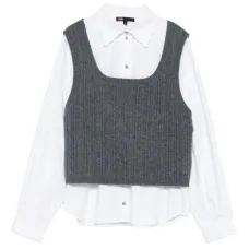 Многослойная рубашка в рубчик