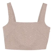 Клетчатый топ с квадратным вырезом