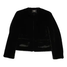 Куртка из искусственного меха с круглым вырезом