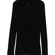 Топ в рубчик с высоким воротом