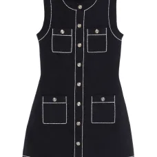 платье мини с контрастной строчкой