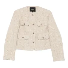 Укороченный твидовый жакет на пуговицах