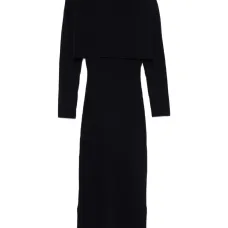 Платье в рубчик с высоким воротником