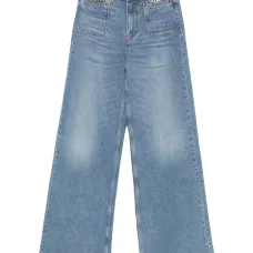 Клёшевые джинсы с украшением в виде цепочки