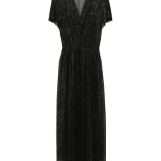 Платье с плиссировкой и эффектом металлик