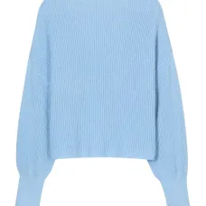 Джемпер в рубчик с воротником-воронкой