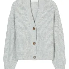 Кардиган в рубчик с V-образным вырезом