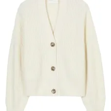 Кардиган в рубчик с V-образным вырезом