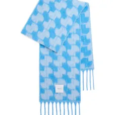 Шарф с геометричным узором и бахромой