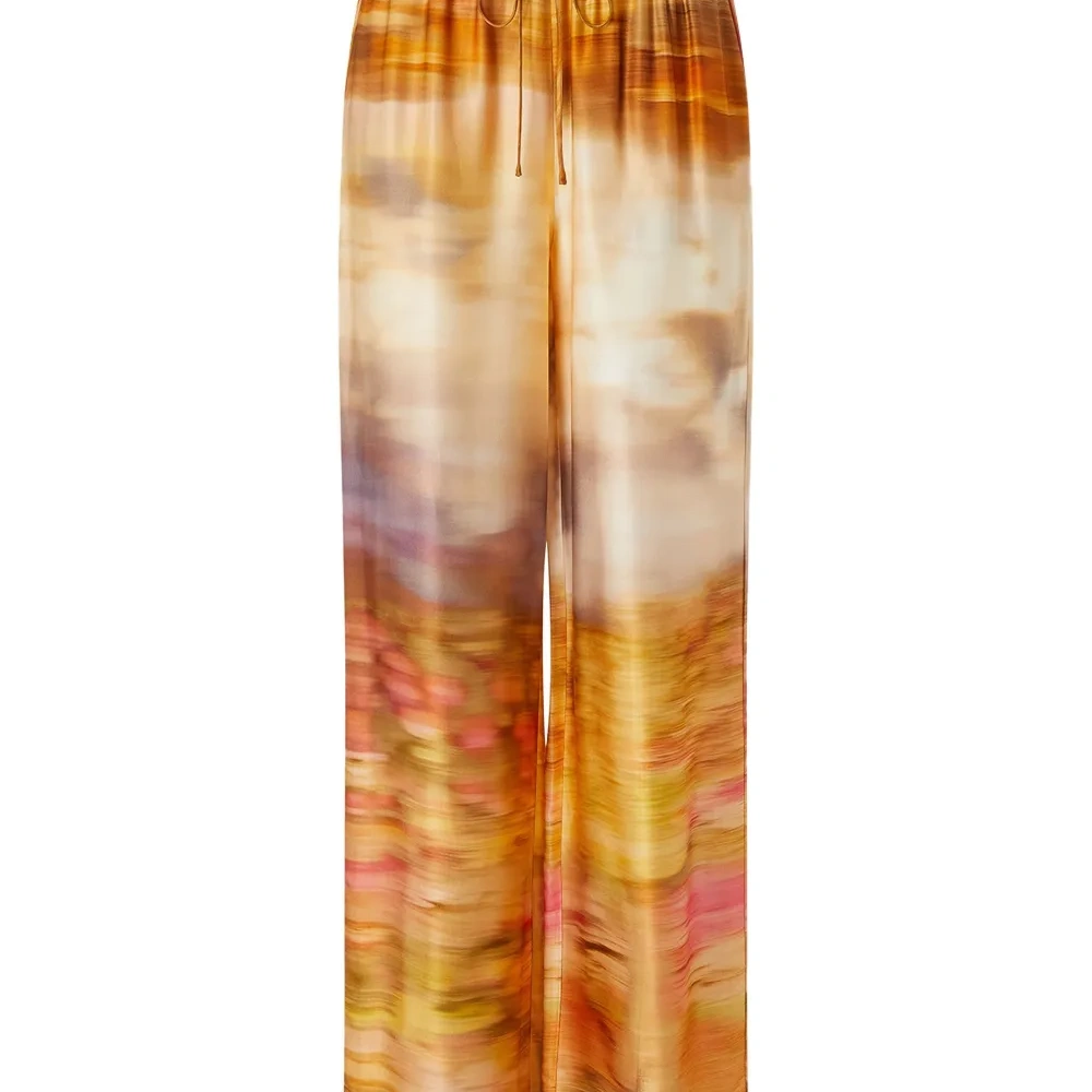 Брюки с кулиской и абстрактным принтом