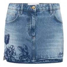 джинсовая юбка мини с цветочной вышивкой джинсовая юбка мини с цветочной вышивкой