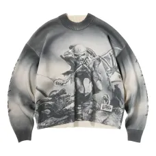 свитер с круглым вырезом и графичным принтом