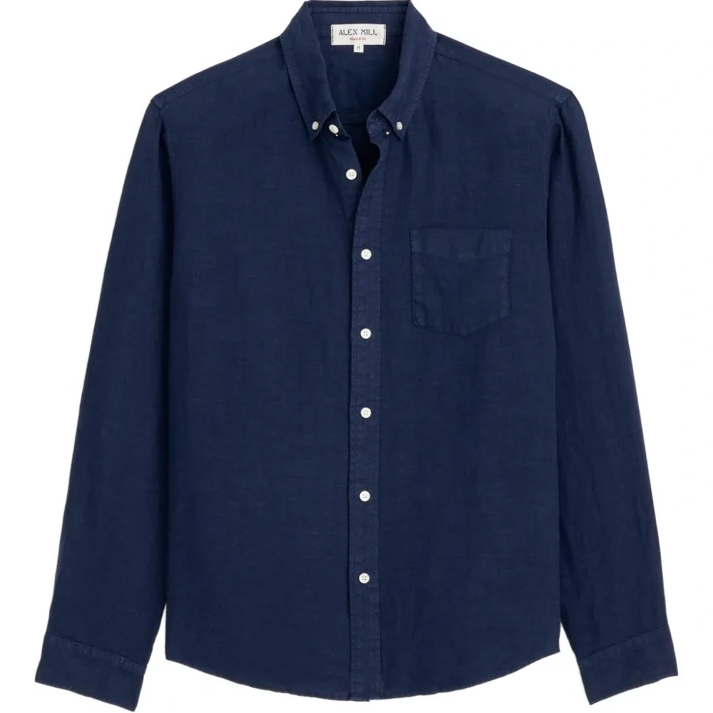 льняная рубашка с длинными рукавами