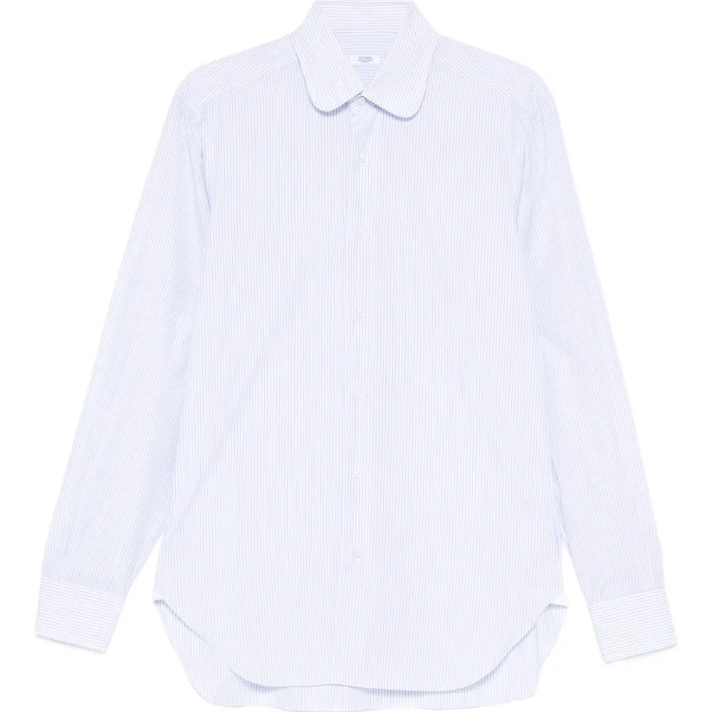 Полосатая рубашка с круглым воротником