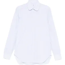 Полосатая рубашка с круглым воротником