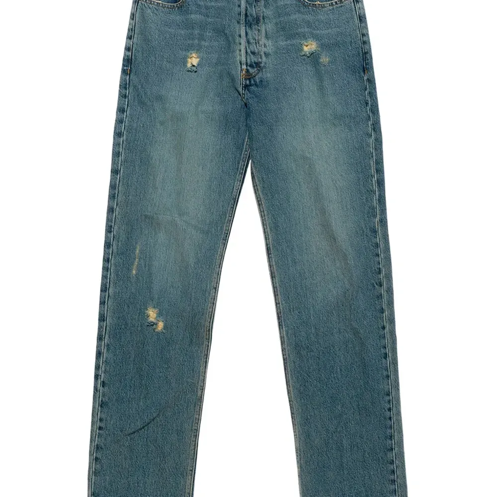 Прямые джинсы с эффектом потертости