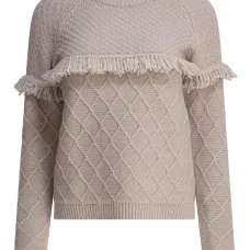 Свитер фактурной вязки с бахромой