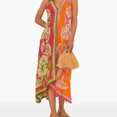 Платье миди с цветочным принтом