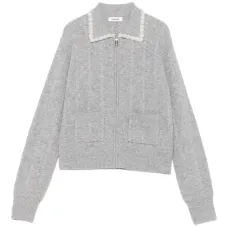 Кардиган фактурной вязки с искусственным жемчугом