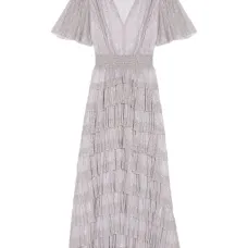 Платье с оборками и эффектом металлик