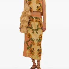 льняной топ с цветочным принтом