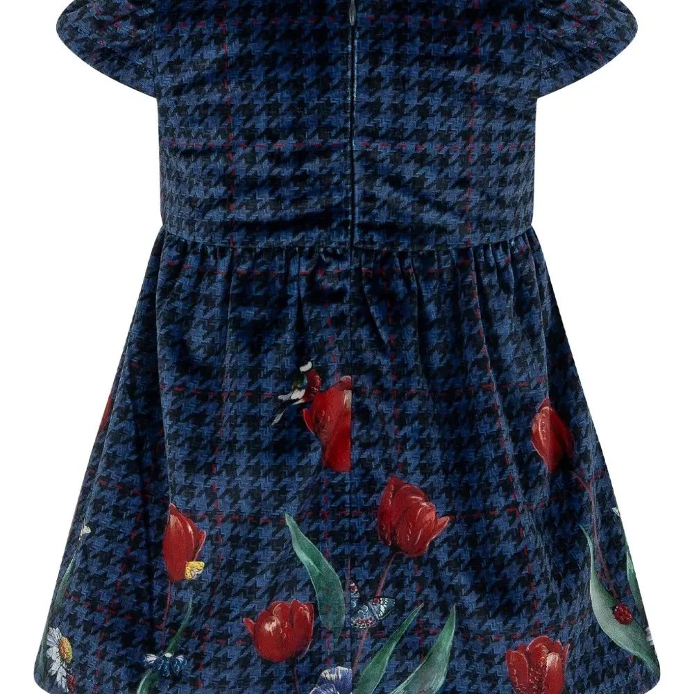 Платье в ломаную клетку с бантом