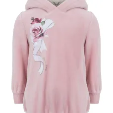 Платье с капюшоном и цветочным принтом