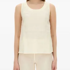 Льняной топ с круглым вырезом