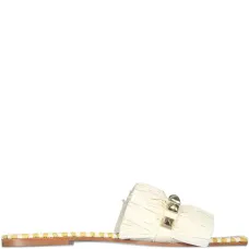 Босоножки с заклепками и бахромой