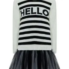 комплект из платья и блумеров в полоску