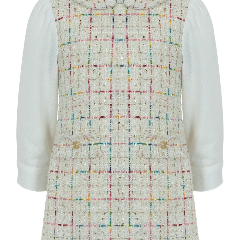 Декорированное твидовое платье