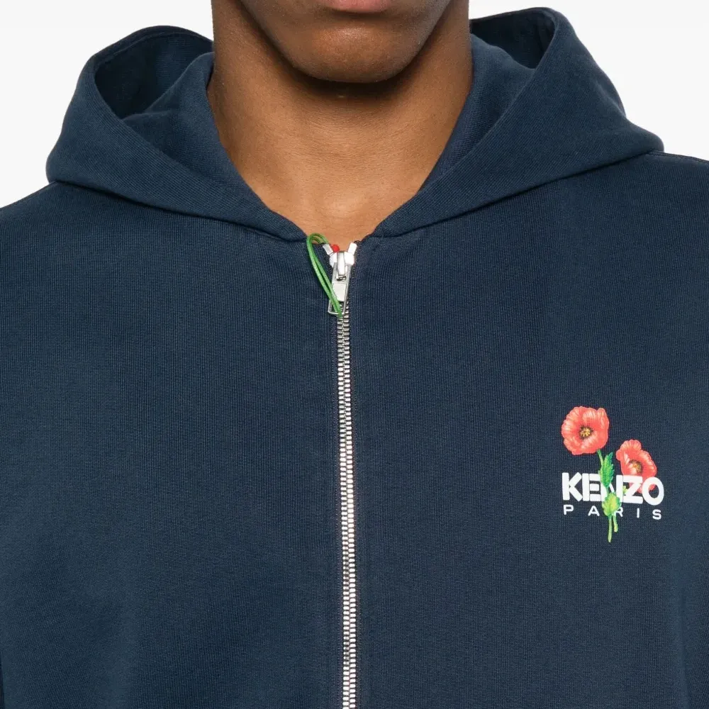 худи на молнии с цветочной вышивкой