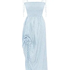 платье миди в клетку гингем