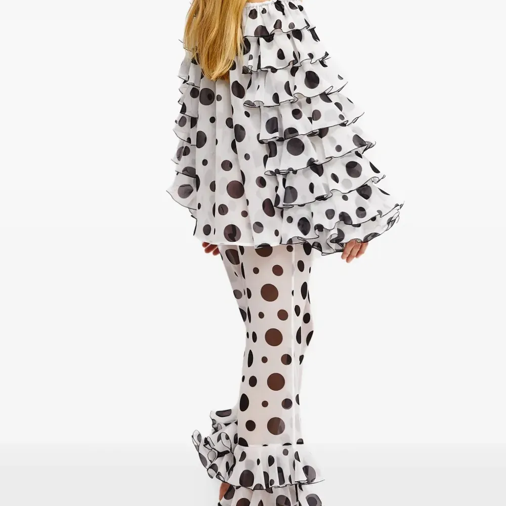 брюки в горох с оборками