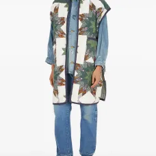 Стеганое пальто с принтом