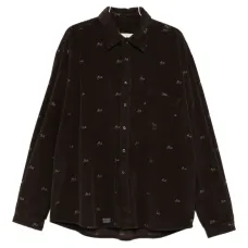 Вельветовая рубашка-куртка с вышитым логотипом