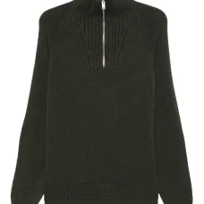 Свитер с молнией и нашивками на локтях