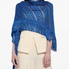 кружевное пончо с бахромой