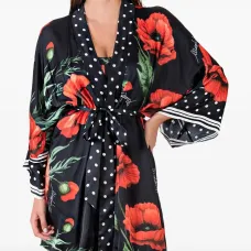 платье мини с поясом и цветочным принтом платье мини с поясом и цветочным принтом