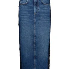 Джинсовая юбка с кружевной вставкой